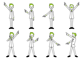 ビジネスマンの指差しポーズいろいろ