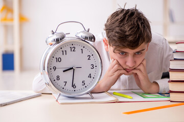 Male pupil in time management concept