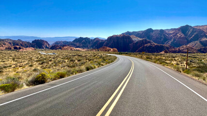 Desert Highway with mountains