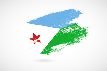Happy independence day of Djibouti with vintage style brush flag background