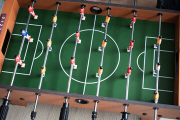 Foosball table soccer, sport team football game.