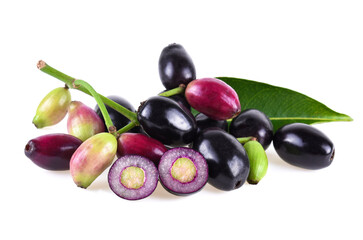 Jambolan plum or Java plum isolated on white background
