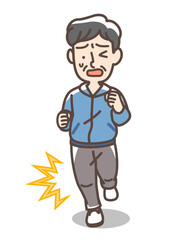ランニングで膝関節を痛める男性