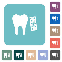 Dental medicine rounded square flat icons