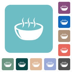 Glossy steaming bowl rounded square flat icons