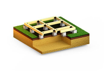individual footing foundation. isolated creative industrial 3D illustration