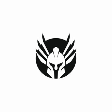 warrior helmet logo vector icon  illustration