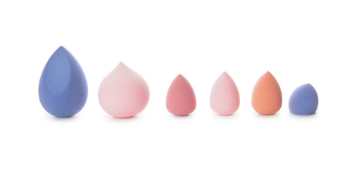 Makeup sponges on white background