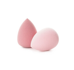 Makeup sponges on white background