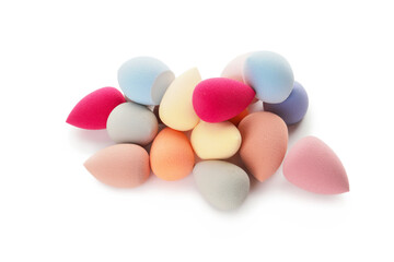 Makeup sponges on white background