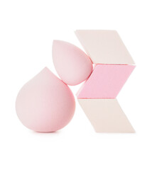 Makeup sponges on white background