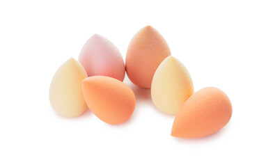 Makeup sponges on white background