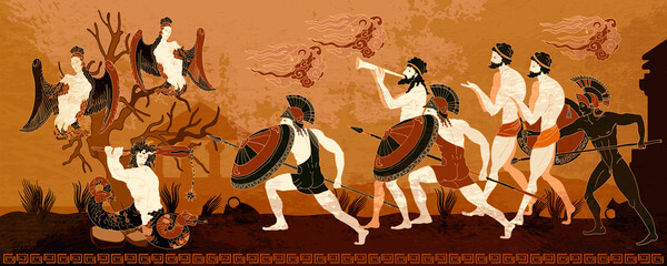 Ancient Greece. History and culture. Warriors. Legends and mythology - obrazy, fototapety, plakaty