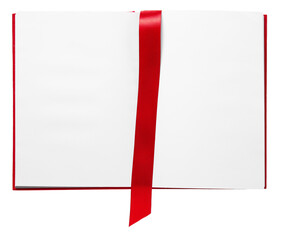 Blank book with bookmark on white background