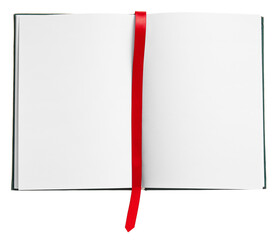 Blank book with bookmark on white background