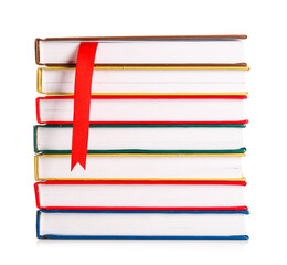Books with bookmark on white background