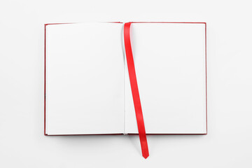 Blank book with bookmark on white background