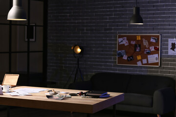 Workplace of detective in police department