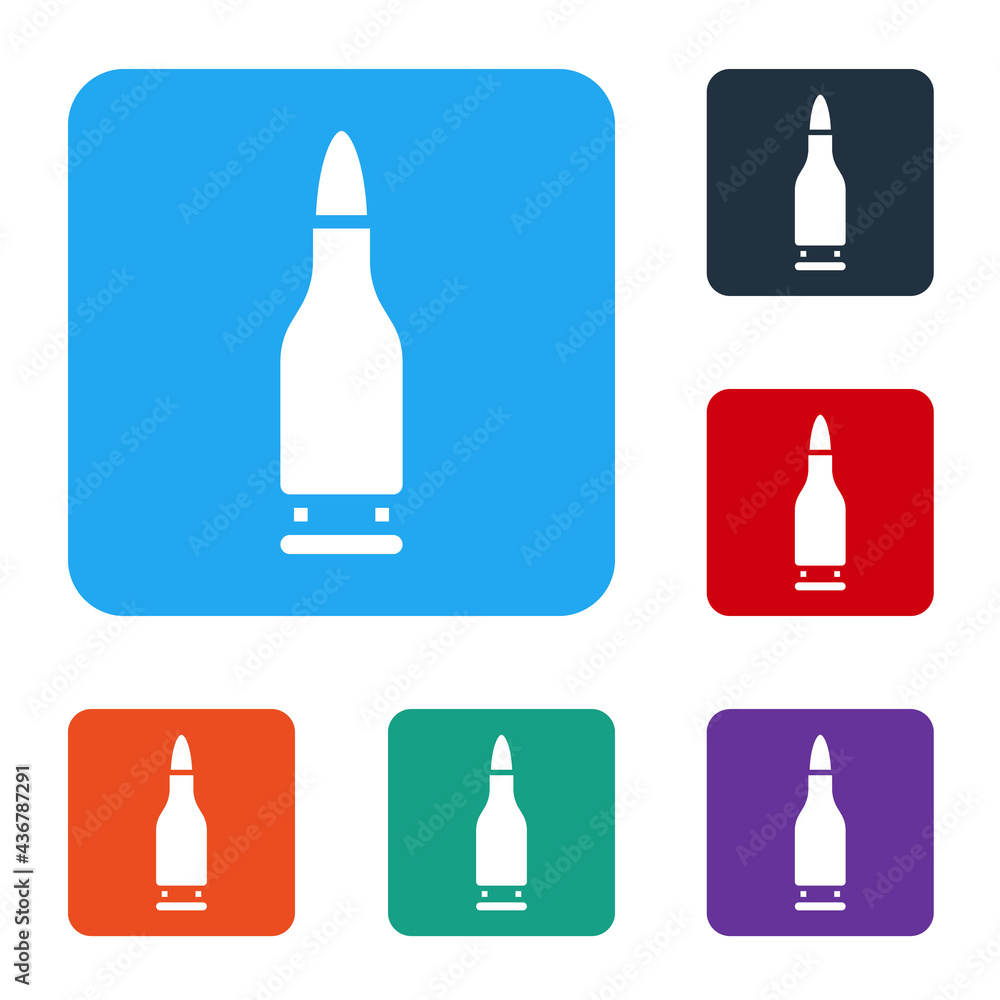 Poster white bullet icon isolated on white background. set icons in color square buttons. vector