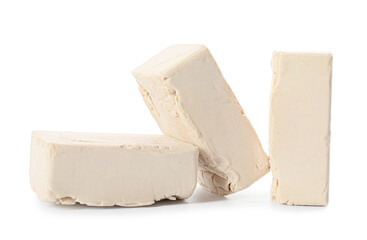 Fresh yeast on white background