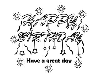 HAPPY BIRTHDAY COLORING PAGE,