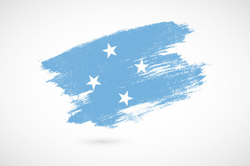 Happy independence day of Micronesia with vintage style brush flag background