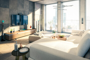 Open Loft Area Living Room -  3D Visualization