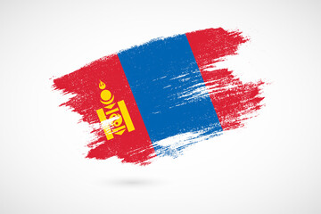 Happy independence day of Mongolia with vintage style brush flag background