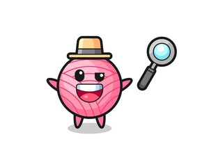 illustration of the yarn ball mascot as a detective who manages to solve a case