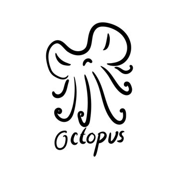 Octopus logo with text vector illustration. 