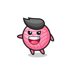 yarn ball cartoon with very excited pose
