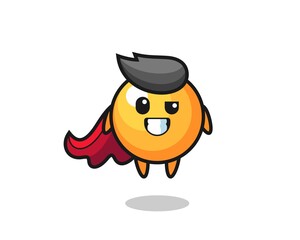 the cute ping pong ball character as a flying superhero