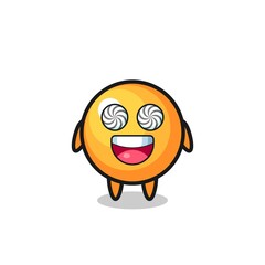 cute ping pong ball character with hypnotized eyes