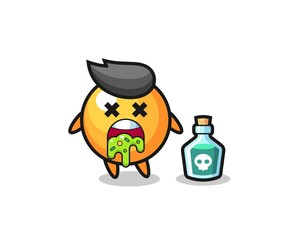 illustration of an ping pong ball character vomiting due to poisoning