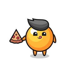 cute ping pong ball cartoon eating pizza