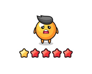 the illustration of customer bad rating, ping pong ball cute character with 1 star