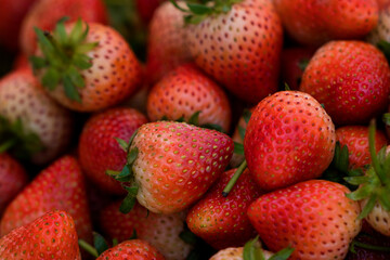 Food backgrounds. Fresh strawberry in a basket.