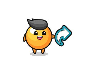 cute ping pong ball hold social media share symbol