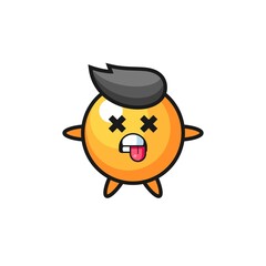 character of the cute ping pong ball with dead pose