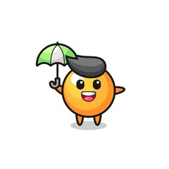 cute ping pong ball illustration holding an umbrella
