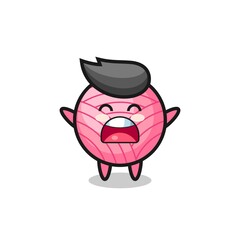 cute yarn ball mascot with a yawn expression