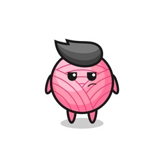 cute yarn ball character with suspicious expression