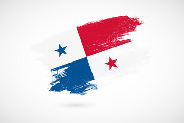 Happy independence day of Panama with vintage style brush flag background