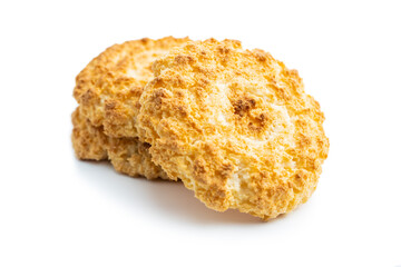 Sweet coconut cookies. Tasty biscuits with coconut flavor.