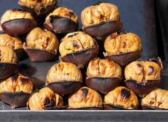 fried chestnut vendor, street food, 