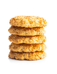 Sweet coconut cookies. Tasty biscuits with coconut flavor.