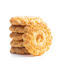 Sweet coconut cookies. Tasty biscuits with coconut flavor.