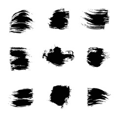 Abstract black vector strokes paint brush black and white.