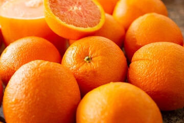 A closeup view of cara cara oranges.