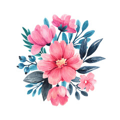 Watercolor flowers. Bouquet of flowers for the design of cards and congratulations.